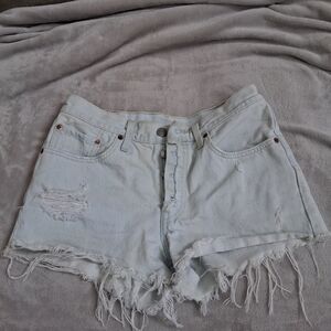 Levi's Distressed Light Denim Shorts